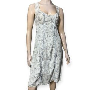 Mimo Women’s Size S Light Blue Floral Primt Cotton Voile Sleeveless Tank Dress